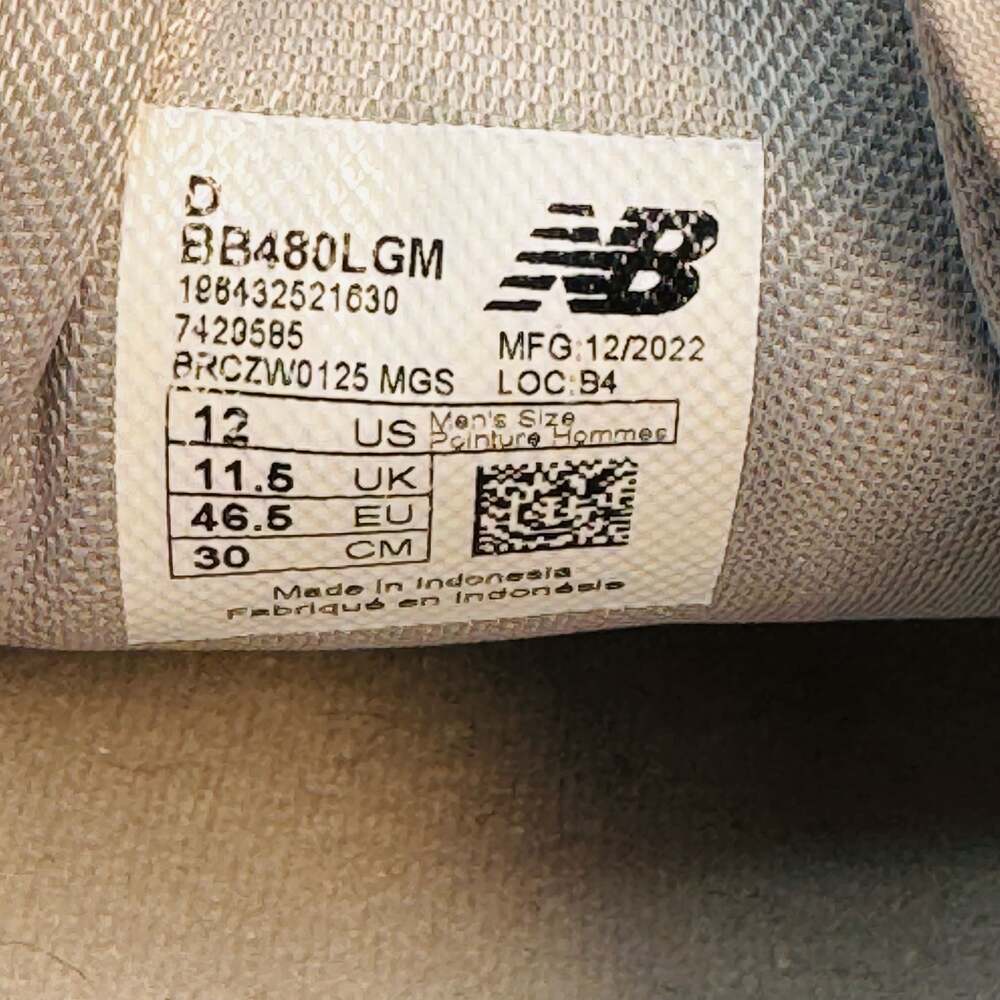 New Balance 480 White Grey Matter Sneakers BB480LGM Men's Size 12 - Picture 3 of 9